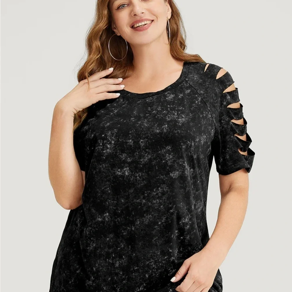 NWT!Black solid cut out raglan sleeve top size 26 or 4X_4